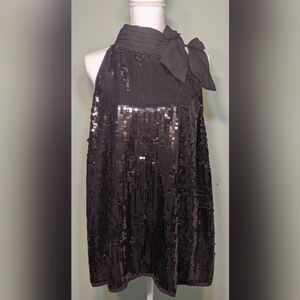 Lane Bryant Black Sequin Top Sleeveless lined